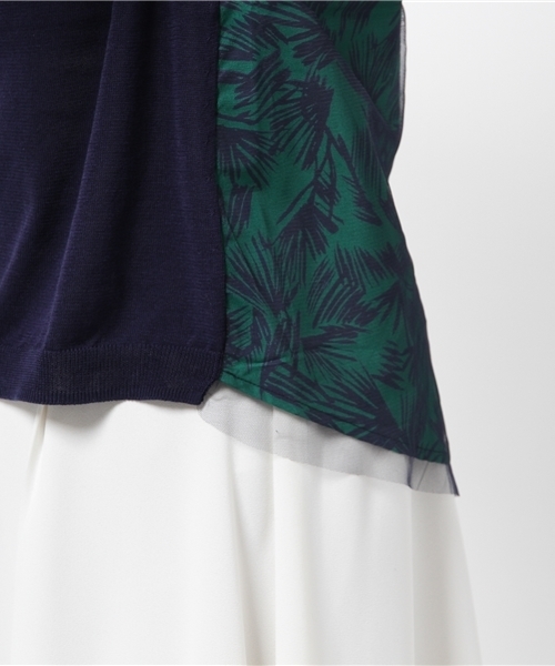 COLLAGE GALLARDAGALANTE（コラージュガリャルダガランテ）の「リーフプリントニットプルオーバー（ニット/セーター・レディース・ライトグレー/グリーン・FREE）」の12枚目の写真