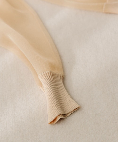 LAATO（ラート）の「SHEER CARDIGAN（カーディガン/ボレロ・レディース・ブラック/オフホワイト・FREE）」の4枚目の写真