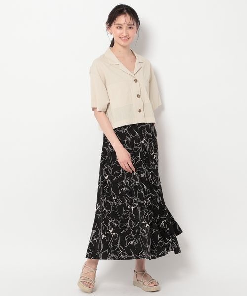 mysty woman(ミスティウーマン)の「【セットアップ対応アイテム】開襟ショートシャツ 193450(シャツ/ブラウス・レディース・カーキ/ホワイト系その他/モカ・FREE)」の17枚目の写真