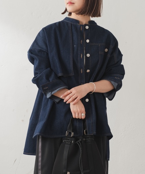 バックプリーツアシメデニムジャケット