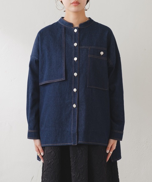 バックプリーツアシメデニムジャケット