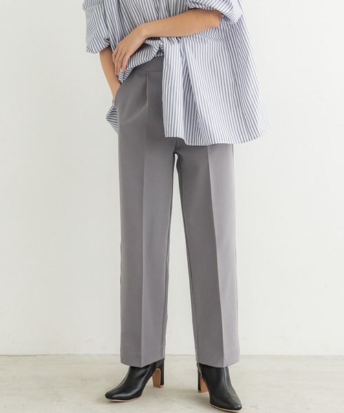 coca（coca）（コカ）の「ウエストタックワイドパーテードパンツ（スラックス・レディース・アイボリー/ライトピンク/グレー/ブラック/ライトブルー/ネイビー・L/S/M）」の4枚目の写真