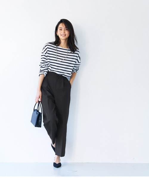 coca（coca）（コカ）の「ウエストタックワイドパーテードパンツ（スラックス・レディース・アイボリー/ライトピンク/グレー/ブラック/ライトブルー/ネイビー・L/S/M）」の10枚目の写真