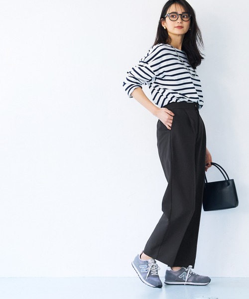 coca（coca）（コカ）の「ウエストタックワイドパーテードパンツ（スラックス・レディース・アイボリー/ライトピンク/グレー/ブラック/ライトブルー/ネイビー・L/S/M）」の11枚目の写真