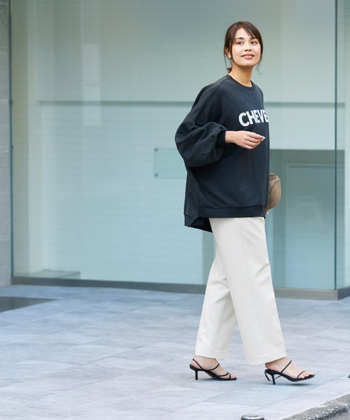 coca（coca）（コカ）の「ウエストタックワイドパーテードパンツ（スラックス・レディース・アイボリー/ライトピンク/グレー/ブラック/ライトブルー/ネイビー・L/S/M）」の8枚目の写真