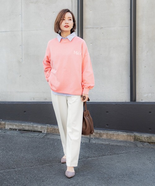 coca（coca）（コカ）の「ウエストタックワイドパーテードパンツ（スラックス・レディース・アイボリー/ライトピンク/グレー/ブラック/ライトブルー/ネイビー・L/S/M）」の9枚目の写真