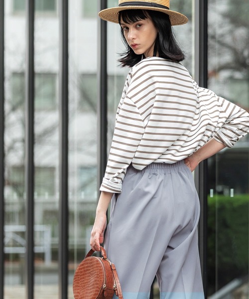 coca（coca）（コカ）の「ウエストタックワイドパーテードパンツ（スラックス・レディース・アイボリー/ライトピンク/グレー/ブラック/ライトブルー/ネイビー・L/S/M）」の17枚目の写真