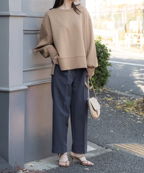 coca（coca）（コカ）の「ウエストタックワイドパーテードパンツ（スラックス・レディース・アイボリー/ライトピンク/グレー/ブラック/ライトブルー/ネイビー・L/S/M）」の20枚目の写真