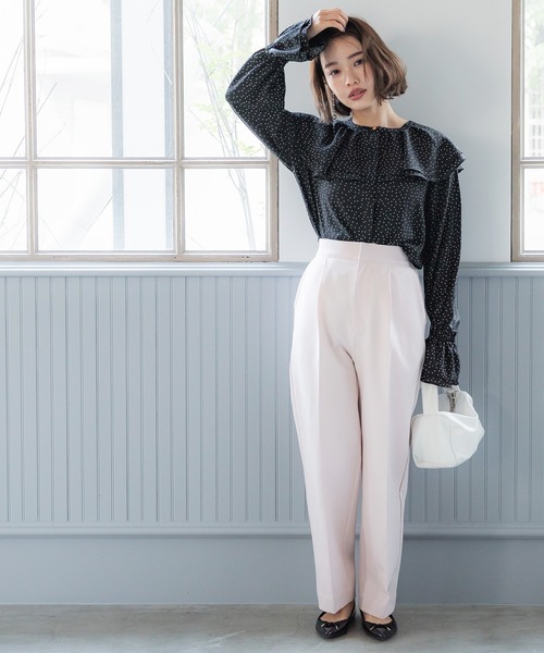 coca（coca）（コカ）の「ウエストタックワイドパーテードパンツ（スラックス・レディース・アイボリー/ライトピンク/グレー/ブラック/ライトブルー/ネイビー・L/S/M）」の21枚目の写真