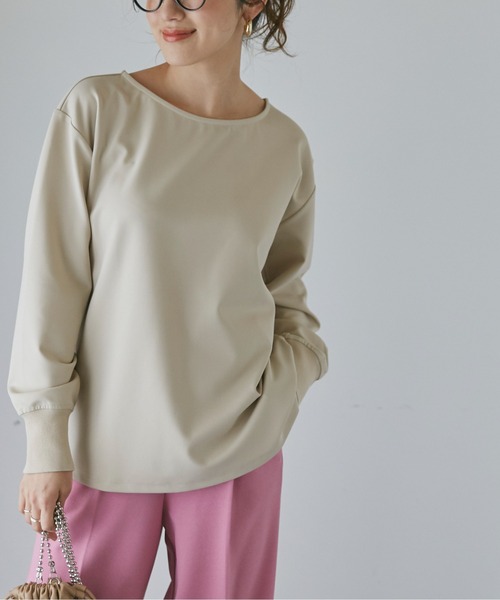 NANO universe（ナノユニバース）の「LB.04/リブ付きれい見えジョーゼットカットソー（Tシャツ/カットソー・レディース・ブラック/ネイビー/オフホワイト/グレー系その他4・FREE）」の3枚目の写真