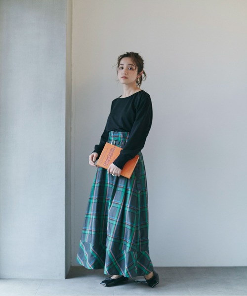 NANO universe（ナノユニバース）の「LB.04/リブ付きれい見えジョーゼットカットソー（Tシャツ/カットソー・レディース・ブラック/ネイビー/オフホワイト/グレー系その他4・FREE）」の17枚目の写真