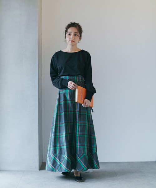 NANO universe（ナノユニバース）の「LB.04/リブ付きれい見えジョーゼットカットソー（Tシャツ/カットソー・レディース・ブラック/ネイビー/オフホワイト/グレー系その他4・FREE）」の21枚目の写真