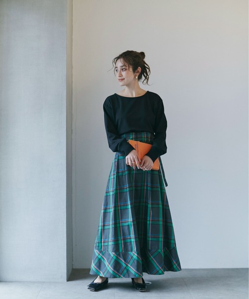 NANO universe（ナノユニバース）の「LB.04/リブ付きれい見えジョーゼットカットソー（Tシャツ/カットソー・レディース・ブラック/ネイビー/オフホワイト/グレー系その他4・FREE）」の11枚目の写真