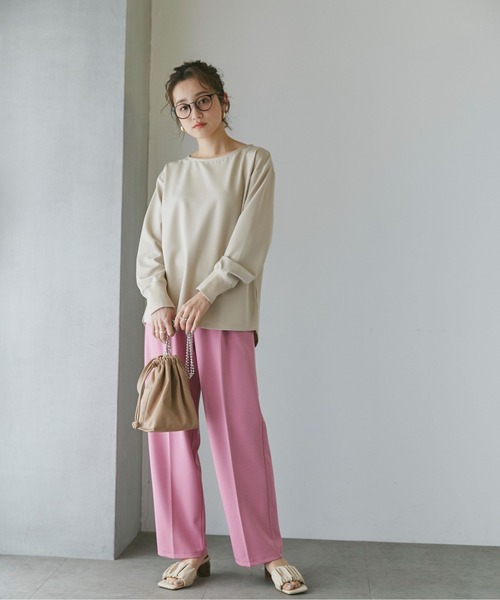 NANO universe（ナノユニバース）の「LB.04/リブ付きれい見えジョーゼットカットソー（Tシャツ/カットソー・レディース・ブラック/ネイビー/オフホワイト/グレー系その他4・FREE）」の13枚目の写真