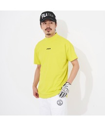 FILA GOLF/フィラゴルフ ゴルフウェア 吸汗速乾 UVカット ストレッチ メッシュ バックプリント モックネック 半袖 Tシャツ