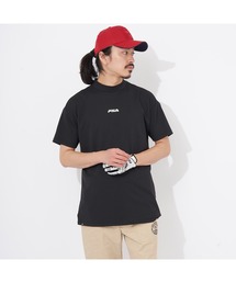 FILA GOLF/フィラゴルフ ゴルフウェア 吸汗速乾 UVカット ストレッチ メッシュ バックプリント モックネック 半袖 Tシャツ