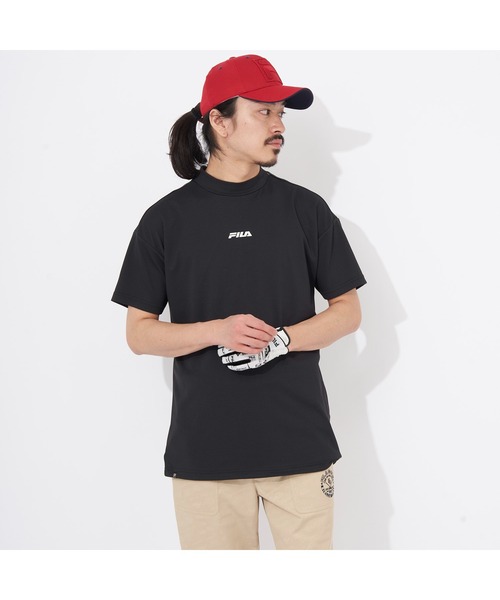 FILA GOLF(フィラゴルフ )の「FILA GOLF/フィラゴルフ ゴルフウェア 吸汗速乾 UVカット ストレッチ メッシュ バックプリント モックネック 半袖 Tシャツ(Tシャツ/カットソー・メンズ・ホワイト/ブラック/ライム・M/L/LL)」の3枚目の写真