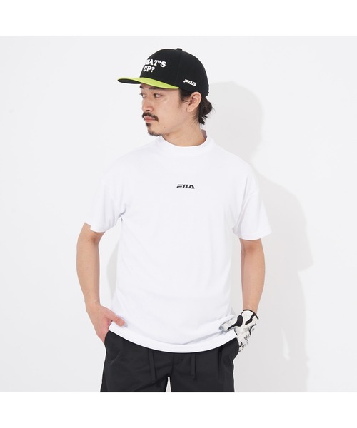 FILA GOLF(フィラゴルフ )の「FILA GOLF/フィラゴルフ ゴルフウェア 吸汗速乾 UVカット ストレッチ メッシュ バックプリント モックネック 半袖 Tシャツ(Tシャツ/カットソー・メンズ・ホワイト/ブラック/ライム・M/L/LL)」の4枚目の写真