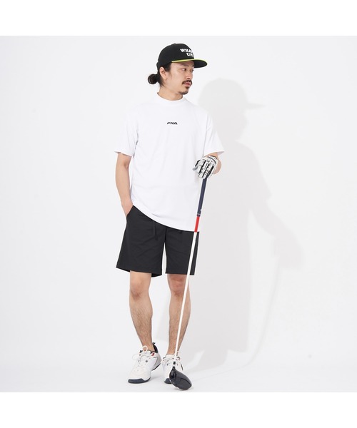 FILA GOLF(フィラゴルフ )の「FILA GOLF/フィラゴルフ ゴルフウェア 吸汗速乾 UVカット ストレッチ メッシュ バックプリント モックネック 半袖 Tシャツ(Tシャツ/カットソー・メンズ・ホワイト/ブラック/ライム・M/L/LL)」の6枚目の写真