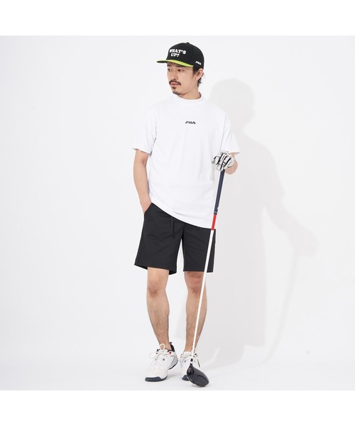FILA GOLF(フィラゴルフ )の「FILA GOLF/フィラゴルフ ゴルフウェア 吸汗速乾 UVカット ストレッチ メッシュ バックプリント モックネック 半袖 Tシャツ(Tシャツ/カットソー・メンズ・ホワイト/ブラック/ライム・M/L/LL)」の7枚目の写真