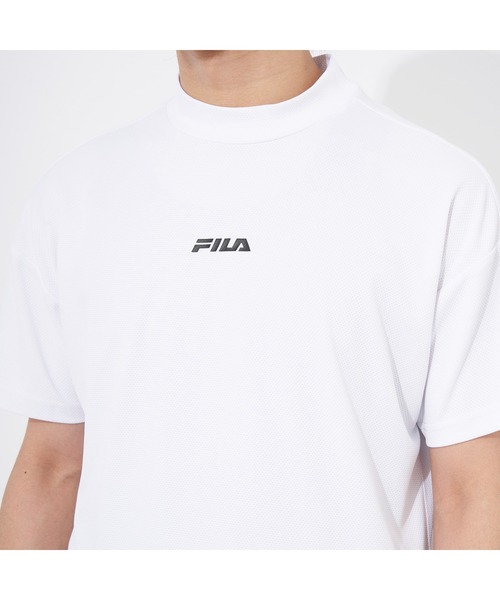 FILA GOLF(フィラゴルフ )の「FILA GOLF/フィラゴルフ ゴルフウェア 吸汗速乾 UVカット ストレッチ メッシュ バックプリント モックネック 半袖 Tシャツ(Tシャツ/カットソー・メンズ・ホワイト/ブラック/ライム・M/L/LL)」の12枚目の写真