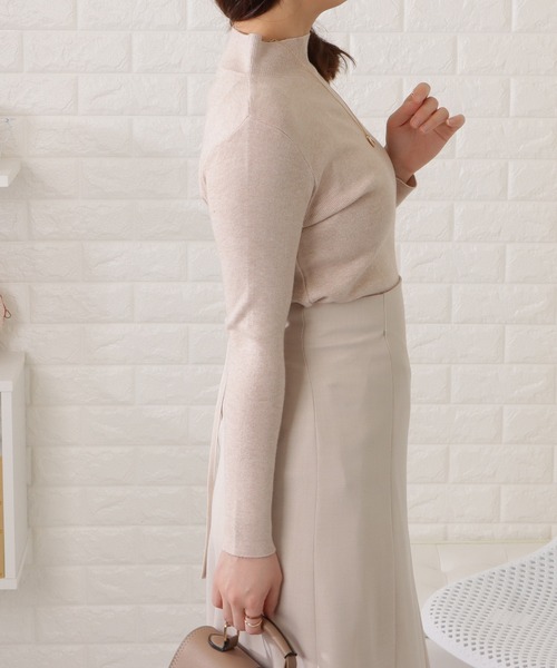 Lace Ladies(レースレディース)の「プチハイネック長袖ニットプルオーバー(Tシャツ/カットソー・レディース・ブラック/ベージュ/イエロー/ホワイト/モカ・FREE)」の10枚目の写真