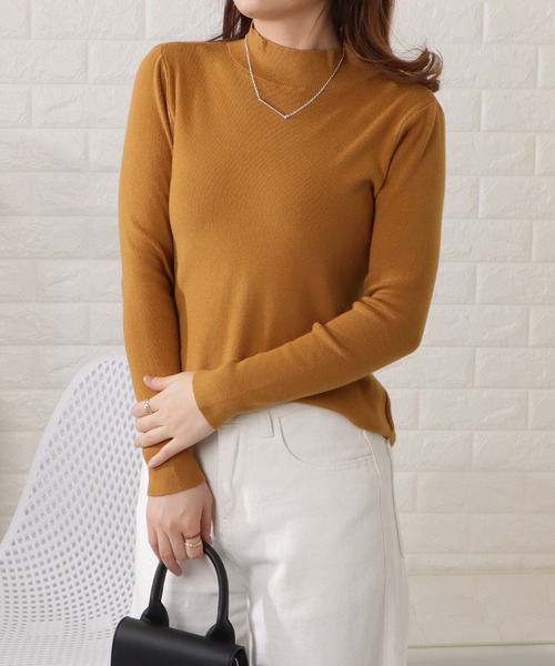 Lace Ladies(レースレディース)の「プチハイネック長袖ニットプルオーバー(Tシャツ/カットソー・レディース・ブラック/ベージュ/イエロー/ホワイト/モカ・FREE)」の8枚目の写真