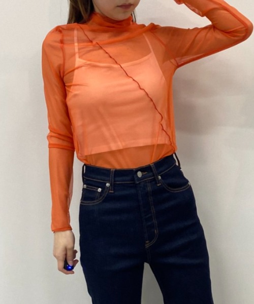 FOREVER 21（フォーエバー トゥエンティーワン）の「【MODE】アソートシアーメロウハイネックプルオーバー（Tシャツ/カットソー・レディース・グリーン/ブラック/グレー/ホワイト/オレンジ系その他/オレンジ系その他2・FREE）」の5枚目の写真