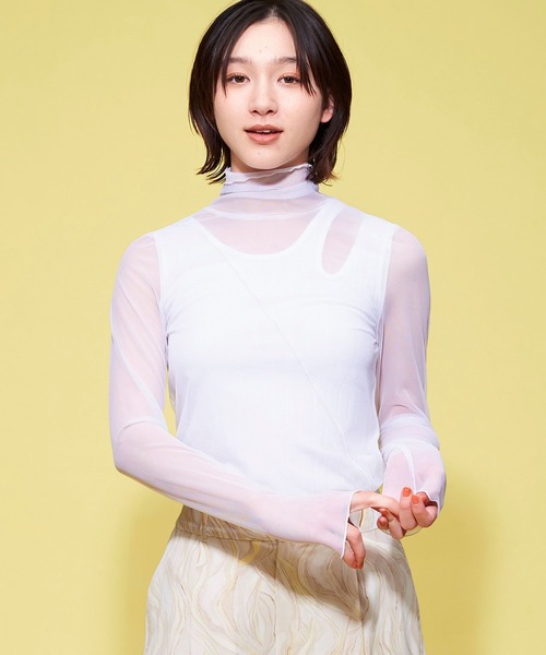 FOREVER 21（フォーエバー トゥエンティーワン）の「【MODE】アソートシアーメロウハイネックプルオーバー（Tシャツ/カットソー・レディース・グリーン/ブラック/グレー/ホワイト/オレンジ系その他/オレンジ系その他2・FREE）」の2枚目の写真