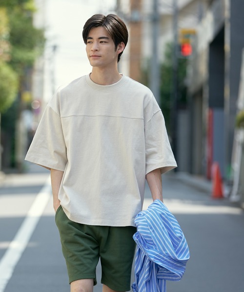 coca(coca)(コカ)の「メンズ ヘビーウェイトフットボールTシャツ(Tシャツ/カットソー・メンズ・グリーン/エメラルド/ピンク/グレー/ベージュ/ネイビー/ブラック/ホワイト/ライトグリーン/マスタード/キャメル/ライトベージュ/カーキ/ブルー/チャコール・M/L/XL)」の6枚目の写真