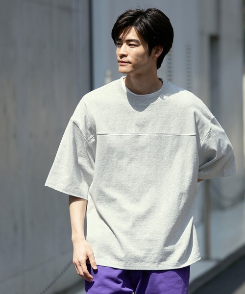 coca(coca)(コカ)の「メンズ ヘビーウェイトフットボールTシャツ(Tシャツ/カットソー・メンズ・グリーン/エメラルド/ピンク/グレー/ベージュ/ネイビー/ブラック/ホワイト/ライトグリーン/マスタード/キャメル/ライトベージュ/カーキ/ブルー/チャコール・M/L/XL)」の4枚目の写真