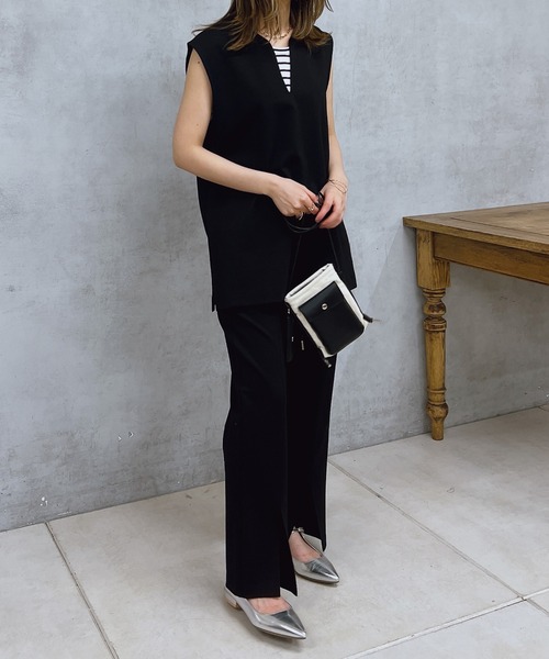 un dix cors（アンディコール）の「カットベスト×パンツセットアップ（セットアップ・レディース・アイボリー/ブラック/ベージュ・FREE）」の6枚目の写真