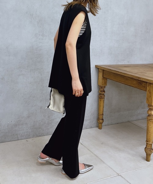 un dix cors（アンディコール）の「カットベスト×パンツセットアップ（セットアップ・レディース・アイボリー/ブラック/ベージュ・FREE）」の7枚目の写真