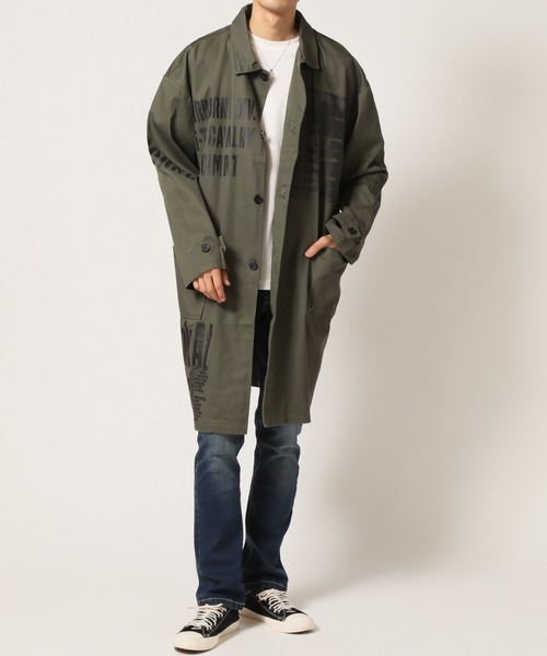ARCADE(アーケード)の「アーミーデザイン ステンカラー ツイルロングコート BULLET NOISE(ステンカラーコート・メンズ・ブラック/カーキ/ベージュ・L/M)」の11枚目の写真