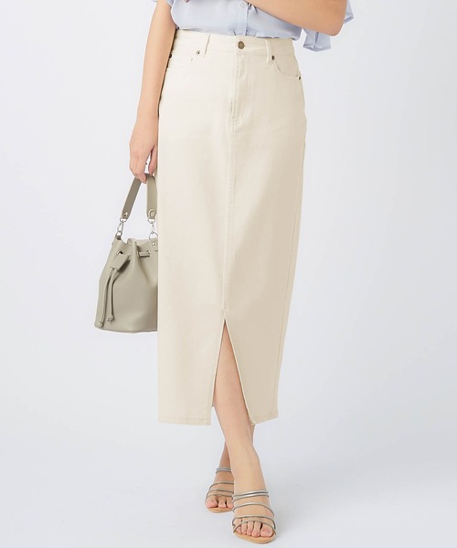 alotta（アロッタ）の「きれいめストレッチカラータイトスカート（スカート・レディース・ブラック/ネイビー/ベージュ/ダークネイビー/グリーン/オフホワイト・X-LARGE/LARGE/SMALL/XX-LARGE/MEDIUM）」の2枚目の写真