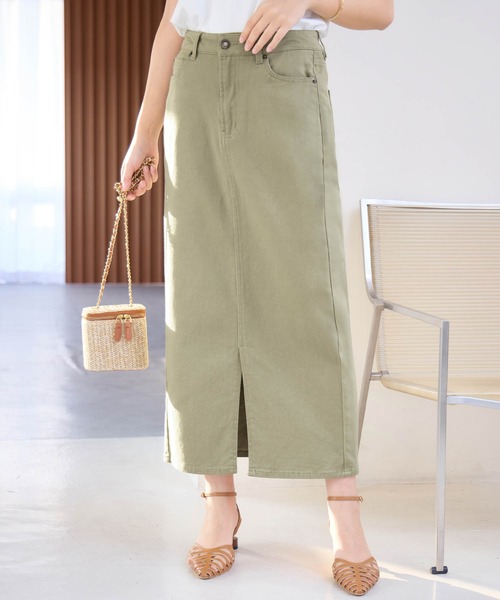 alotta（アロッタ）の「きれいめストレッチカラータイトスカート（スカート・レディース・ブラック/ネイビー/ベージュ/ダークネイビー/グリーン/オフホワイト・X-LARGE/LARGE/SMALL/XX-LARGE/MEDIUM）」の4枚目の写真