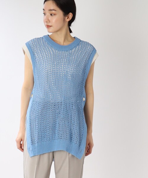 THE SHOP TK (ザ ショップ ティーケー )の「◆【レイヤード/洗える】透かし編みメッシュニットベスト(ベスト・レディース・ホワイト系/ブラック/ブルー・99)」の17枚目の写真