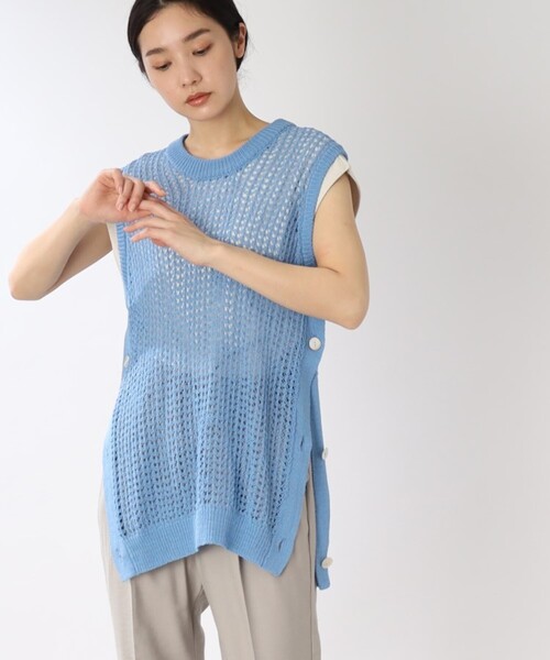 THE SHOP TK (ザ ショップ ティーケー )の「◆【レイヤード/洗える】透かし編みメッシュニットベスト(ベスト・レディース・ホワイト系/ブラック/ブルー・99)」の18枚目の写真
