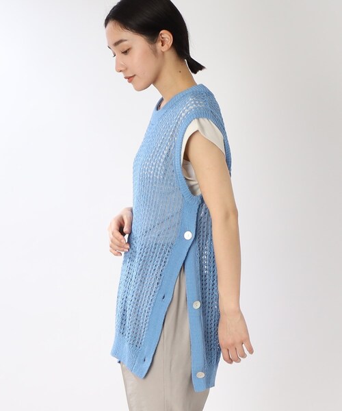 THE SHOP TK (ザ ショップ ティーケー )の「◆【レイヤード/洗える】透かし編みメッシュニットベスト(ベスト・レディース・ホワイト系/ブラック/ブルー・99)」の19枚目の写真