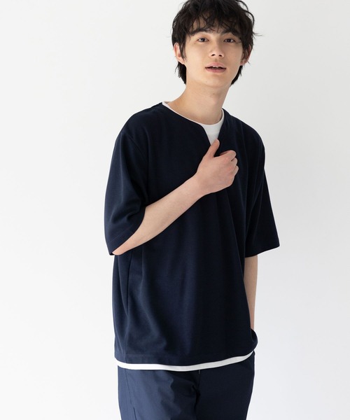 GLOBAL WORK(グローバルワーク)の「キーネックレイヤード/半袖/163738(Tシャツ/カットソー・メンズ・チャコールグレー/ライトグレー/スカイブルー/グリーン/ネイビー/ライトベージュ・SMALL/MEDIUM/X-LARGE/LARGE)」の6枚目の写真