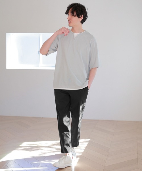 GLOBAL WORK(グローバルワーク)の「キーネックレイヤード/半袖/163738(Tシャツ/カットソー・メンズ・チャコールグレー/ライトグレー/スカイブルー/グリーン/ネイビー/ライトベージュ・SMALL/MEDIUM/X-LARGE/LARGE)」の7枚目の写真