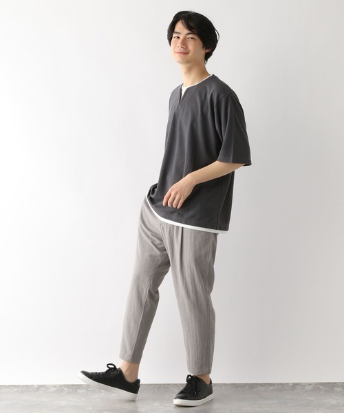 GLOBAL WORK(グローバルワーク)の「キーネックレイヤード/半袖/163738(Tシャツ/カットソー・メンズ・チャコールグレー/ライトグレー/スカイブルー/グリーン/ネイビー/ライトベージュ・SMALL/MEDIUM/X-LARGE/LARGE)」の17枚目の写真