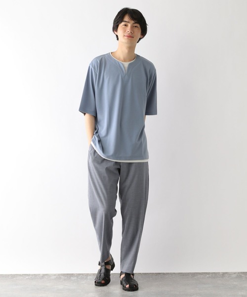 GLOBAL WORK(グローバルワーク)の「キーネックレイヤード/半袖/163738(Tシャツ/カットソー・メンズ・チャコールグレー/ライトグレー/スカイブルー/グリーン/ネイビー/ライトベージュ・SMALL/MEDIUM/X-LARGE/LARGE)」の10枚目の写真