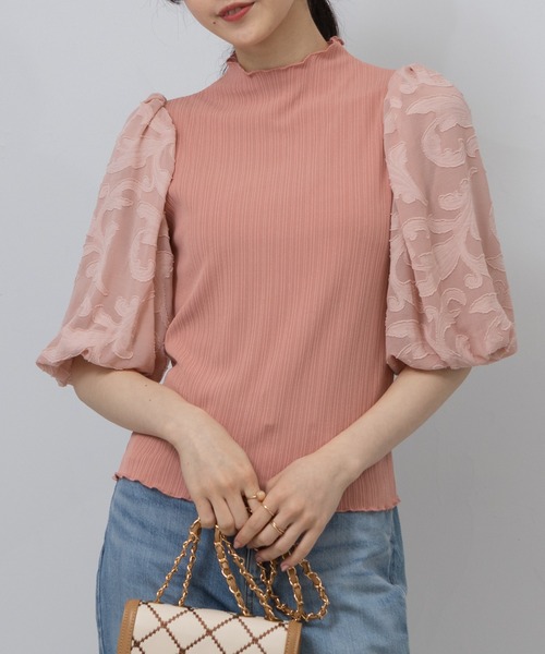 pumpkin port(パンプキンポート)の「メロープチハイ 花柄シアーボリューム袖 カットソー(Tシャツ/カットソー・レディース・アイボリー/ブラック/ピンク・MEDIUM)」の19枚目の写真