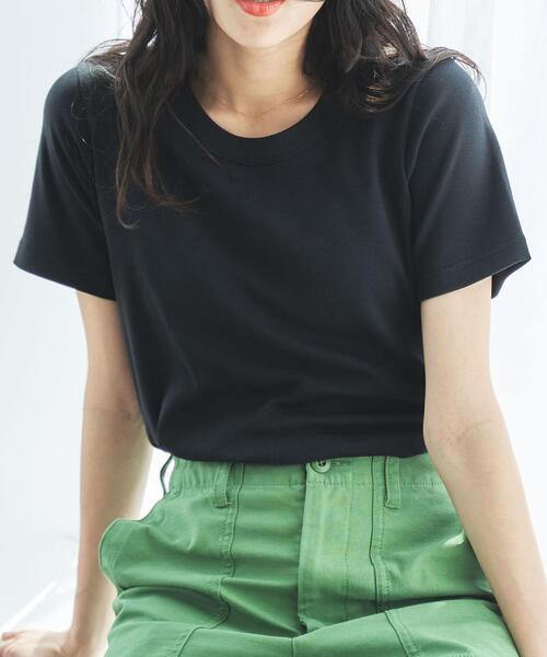 coen(コーエン)の「クルーネックフライスTシャツ(Tシャツ/カットソー・レディース・ブラック/ライトグレー/ホワイト・M/L)」の1枚目の写真