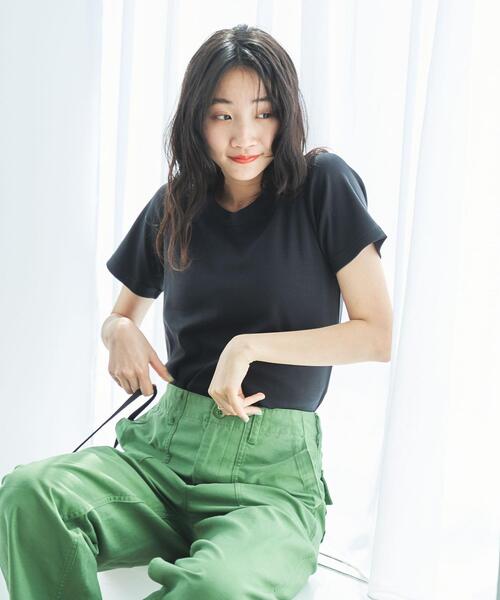 coen(コーエン)の「クルーネックフライスTシャツ(Tシャツ/カットソー・レディース・ブラック/ライトグレー/ホワイト・M/L)」の17枚目の写真