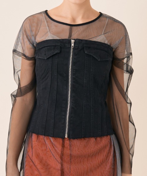 Solace（ソレイス）の「デニムビスチェ（チューブトップ・レディース・ブラック・M/S）」の2枚目の写真