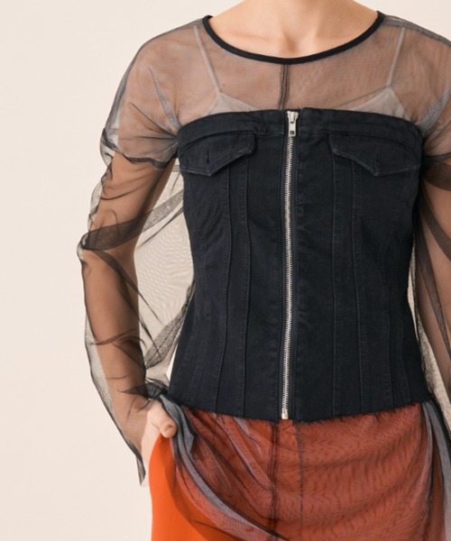Solace（ソレイス）の「デニムビスチェ（チューブトップ・レディース・ブラック・M/S）」の3枚目の写真