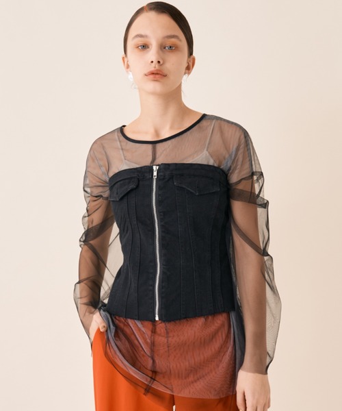 Solace（ソレイス）の「デニムビスチェ（チューブトップ・レディース・ブラック・M/S）」の4枚目の写真