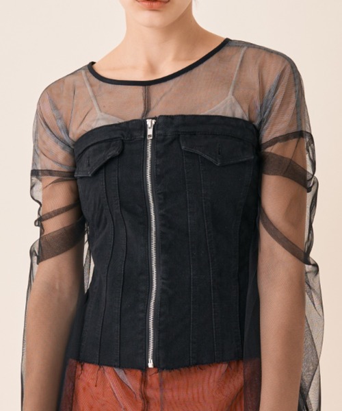 Solace（ソレイス）の「デニムビスチェ（チューブトップ・レディース・ブラック・M/S）」の5枚目の写真